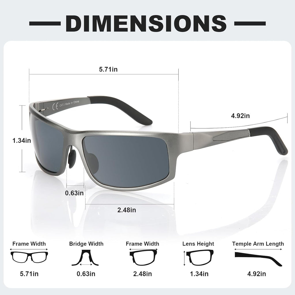 Skiennix Unbreakable Polarized Sports Sunglasses - Scratch & Seawater-Proof Lens, Aluminum Frame