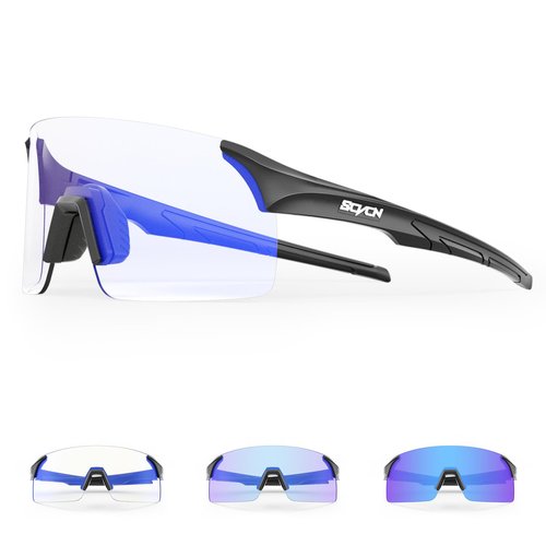 SCVCN Photochromic Cycling Glasses Frameless Sports sunglasses for Men Women - Ideal For Baseball, Bike, Golf, Running