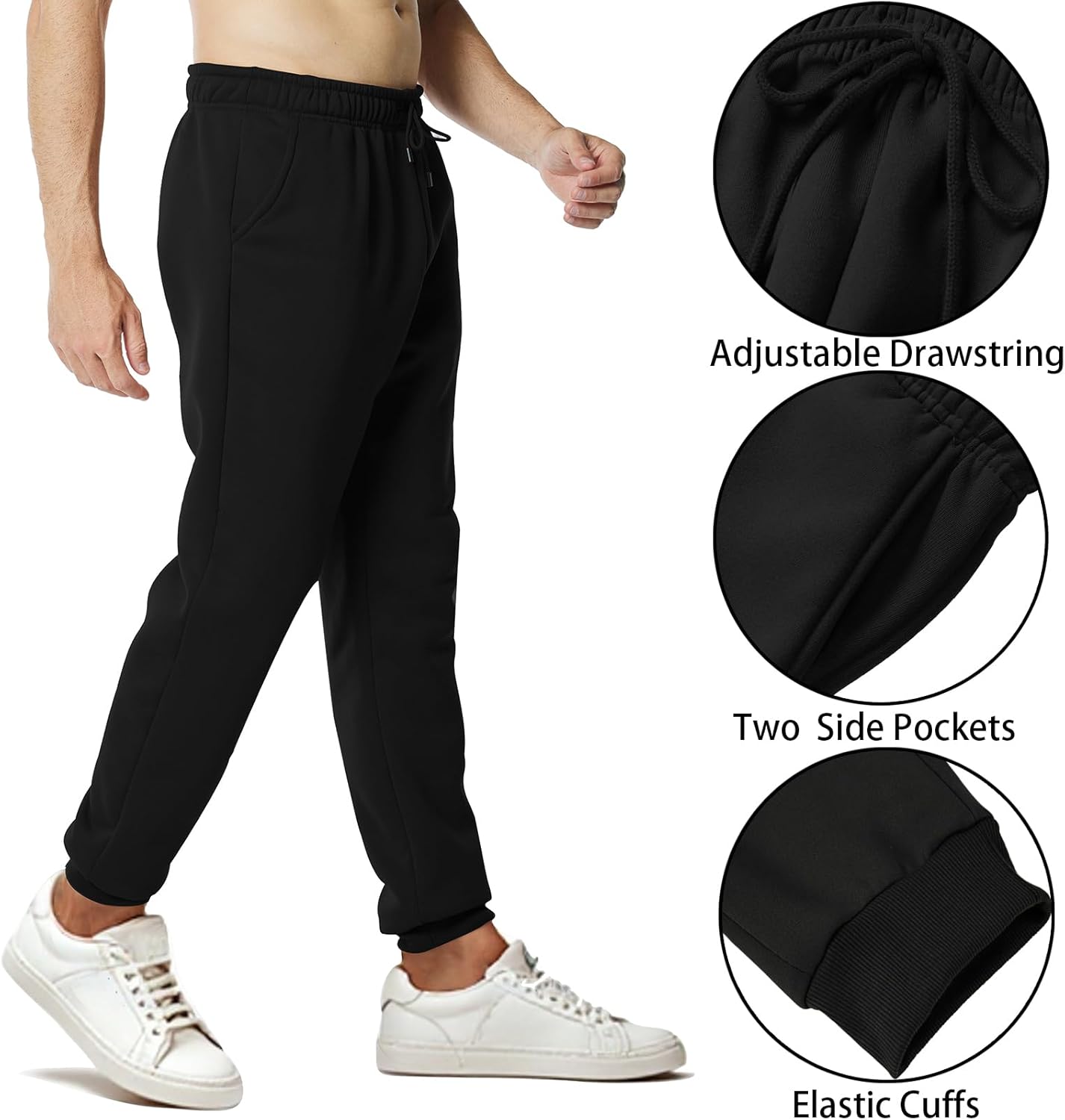 Skiennix Men's Sweatpants - Lightweight Fleece Joggers with Pockets for Casual Workouts | Elastic Waist