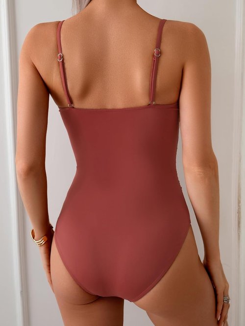 Eomenie One Piece Swimsuit - Tummy Control Ruched Bathing Suit with Cutout U Wire Design