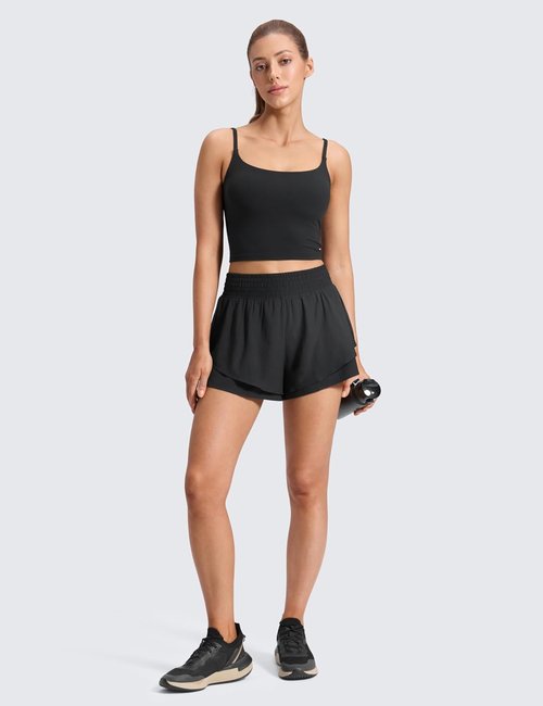 CRZ YOGA Athletic Shorts - High Waisted 2.5" Drapey Double Ruffles for Women | Flowy Tennis & Running Skorts