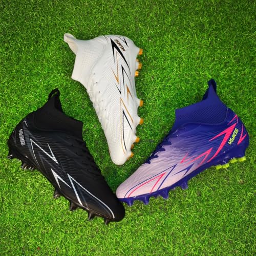 Unisex FG Soccer Cleats Shoes - Pink Purple 5.5 Women / 4.5 Men - WELRUNG