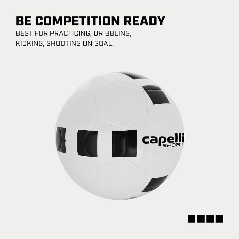 Capelli Sport Soccer Ball Size 4/5 and Mini - Classic White/Black, Training & Practice