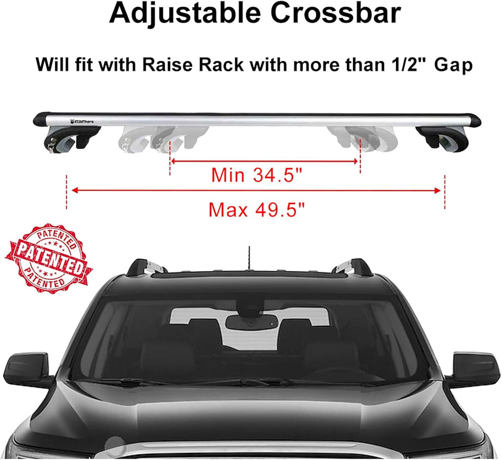 Stay There Car Roof Rack Cross Bars - 56” Aero Thick Aluminum | Adjustable Universal Fit for Most Vehicles, 200 lbs Capacity