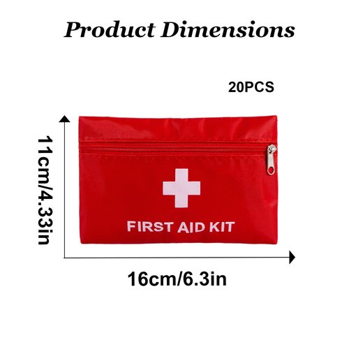 First Aid Bags Empty,Mini First Aid Pouch Empty,Mini First Aid Kit Bulk,Zipper Pouches for Emergency,Travel and Outdoor (Red 20 Pack, 4.3 * 6.3 inch)