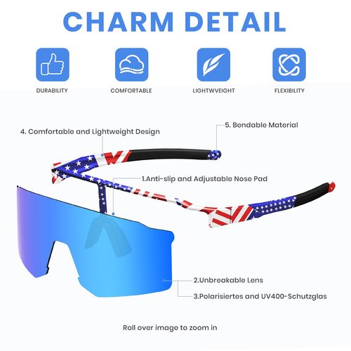 Polarized Sports Sunglasses for Men Women, UV400 Protection Outdoor Sunglasses for Running Cycling Golf Hiking Driving
