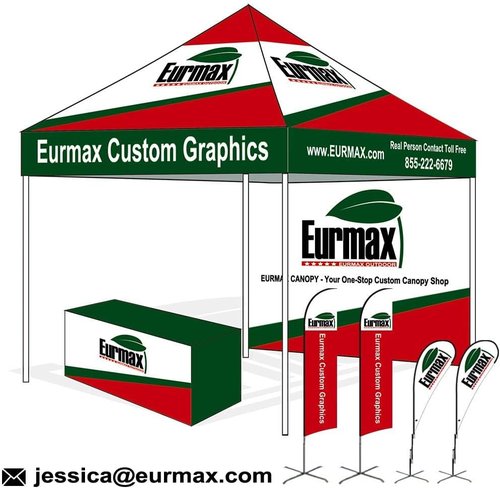 Eurmax USA 10x10 Pop-Up Canopy Tent - Commercial Outdoor Shelter with 4 Zippered Walls & Roller Bag - White