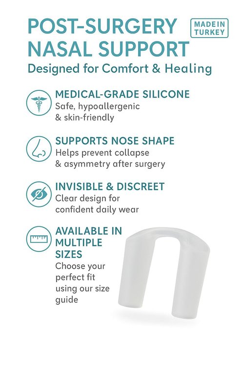 AIR VITALITY Nostril Retainer — Small Size 7 — Soft Hypoallergenic Silicone — Light Nose Splint-Like Support for Post-Rhinoplasty Comfort — Made in Türkiye