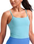 HeyNuts Cropped Cami Tank Top - Square Neck Spaghetti Strap Yoga Bra for A-C Cups