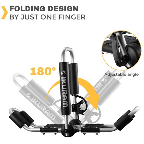 Kayak Roof Rack, Aluminum Kayak Carrier Folding J-Style Universal 4-in-1 Multifunction for Canoe, SUP, Kayaks, Surfboard Rooftop Mount on SUV, Car and Truck Crossbars