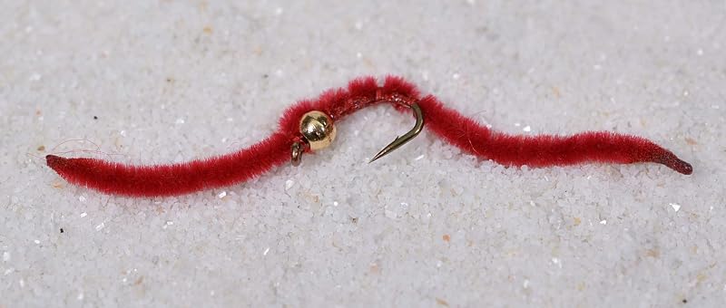Tungsten Bead San Juan Worm Flies on Mustad 14 Hooks - Assorted 1 Dozen