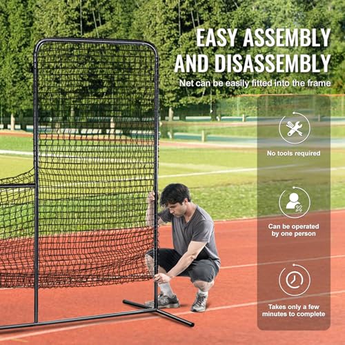 7x7 ft Baseball & Softball Pitching Net with Steel Frame, Double-Sided Mesh & Carry Bag