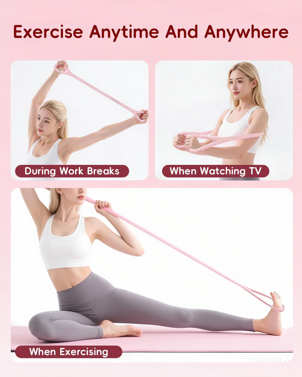 Skiennix Resistance Bands - 2PCS Thickened TPE Figure 8 Fitness Bands for Yoga & Pilates Workouts