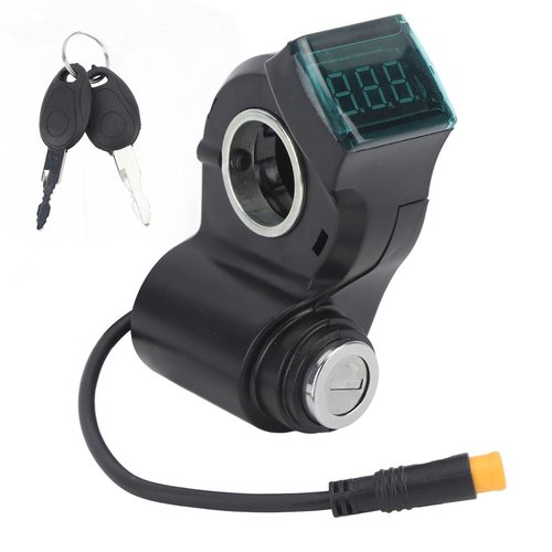 Electric Scooter Handlebar Switch Lock 10in ABS 3 Pin Digital Battery Power Display Toggle Switch Lock with Keys, Handlebar Control Lock for Bike Scooter