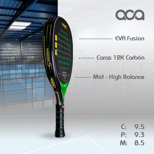 ACA Magic 2 Pro Padel Racket | Advanced Power & Feel | 12K Carbon Faces | Hybrid Shape | High Balance | Hexa 3D Finish