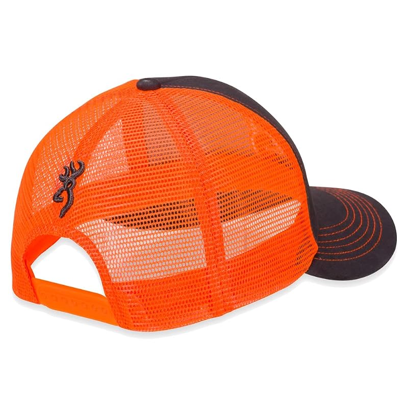 Browning Mens Baseball Hat - Charcoal/Neon Orange, One Size