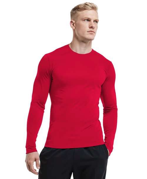 RGJU Undershirt Men Long Sleeve Slim Fit Sport Crewneck Thermal Shirt(red,S)