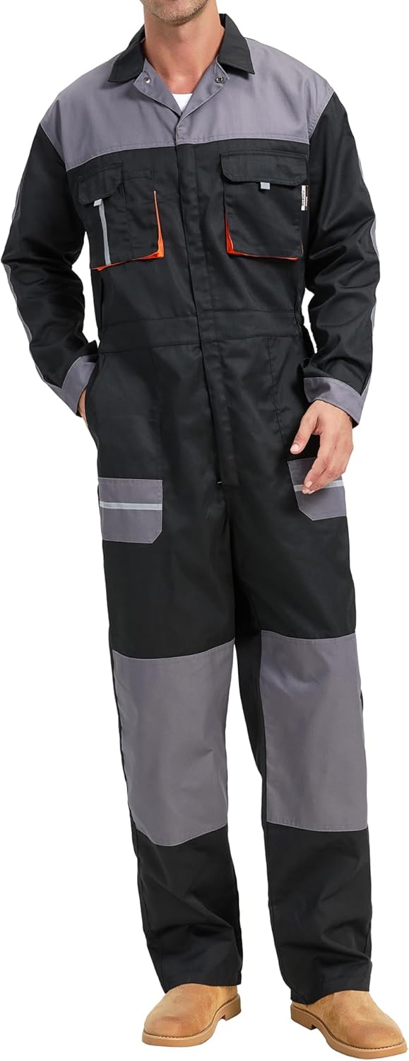 Skiennix Men's Work Coveralls - Multi-Pocket Mechanic Jumpsuit | Durable One-Piece Workwear