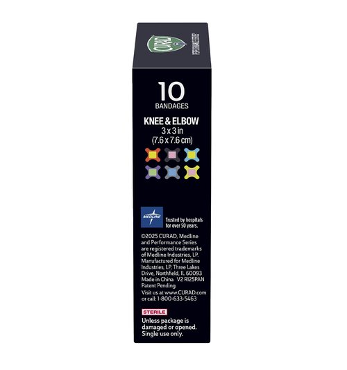 CURAD Performance Series Antibacterial Bandages, Extreme Hold Adhesive Technology, Knee & Elbow 3 inches x 3 inches, 10 Count, Ideal for Cuts, Scrapes, Sports, and Active Lifestyles, Pack of 3