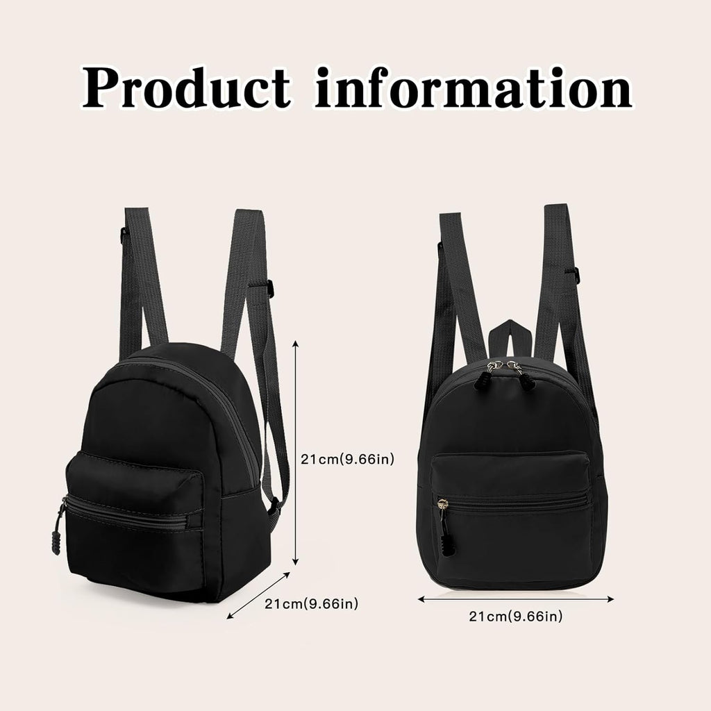 Skiennix Mini Backpack - Lightweight Small Backpack Purse with Zippers for Travel | Black