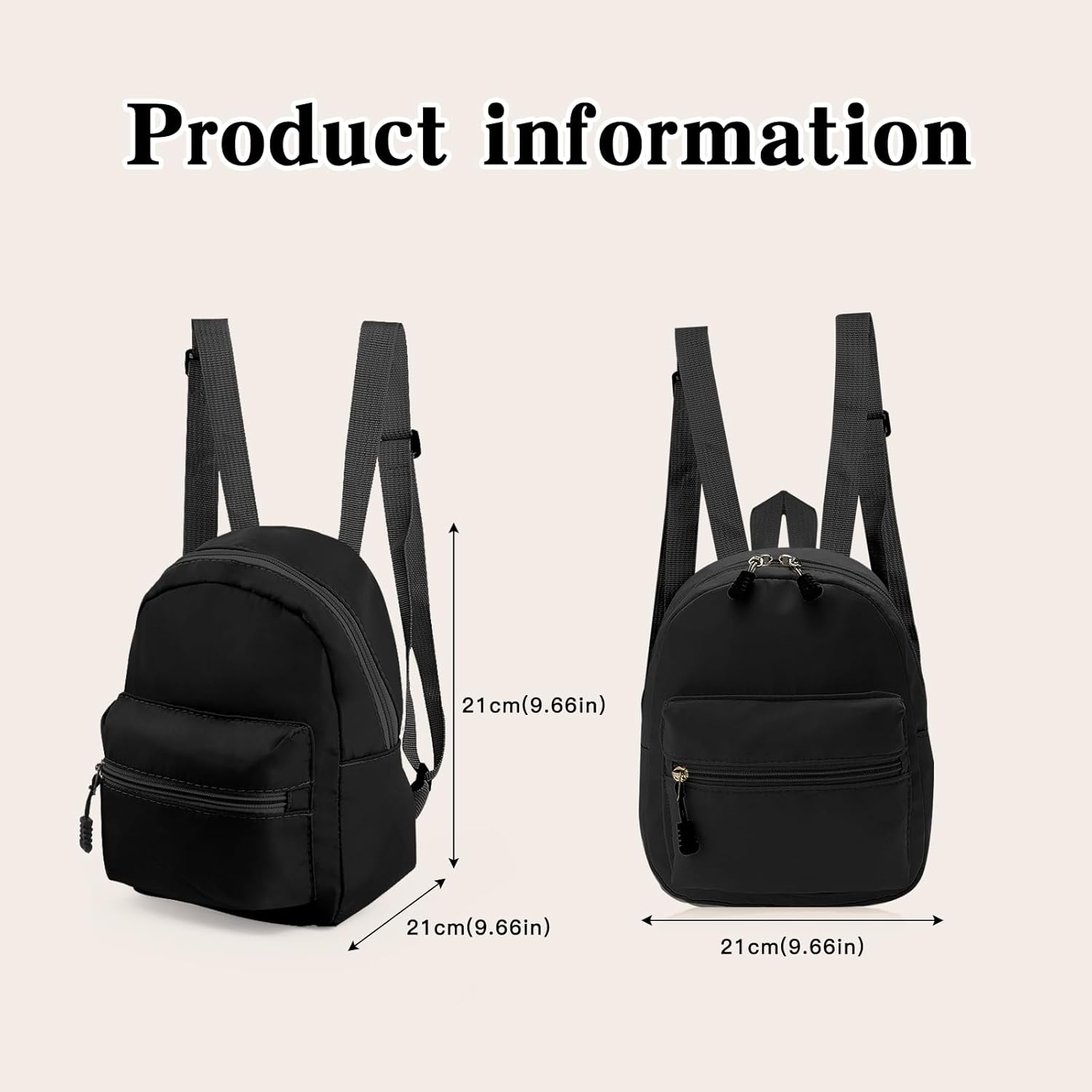 Skiennix Mini Backpack - Lightweight Small Backpack Purse with Zippers for Travel | Black