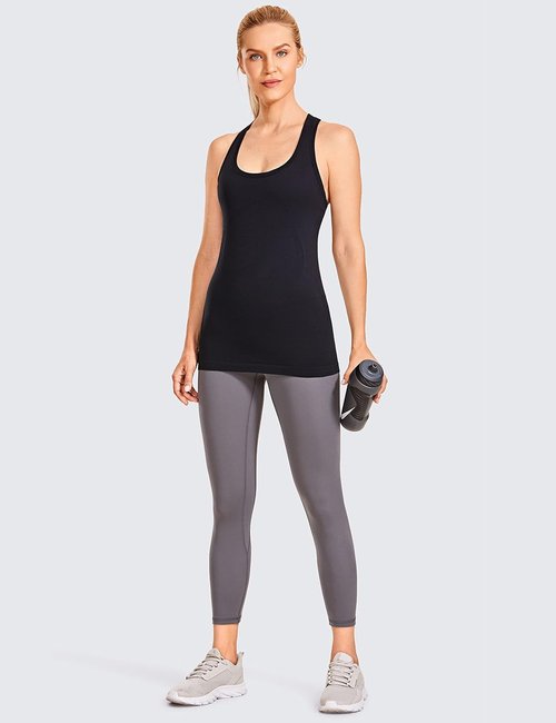 CRZ YOGA Women's Seamless Workout Tank Top - Long Length Racerback for Yoga & Gym Activities