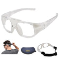 SooGree Sport Goggles Glasses Squash & Racquetball Goggles Basketball Glasses Adjustable Strap Resistant Impact (8043 Clear Frame White Pad)