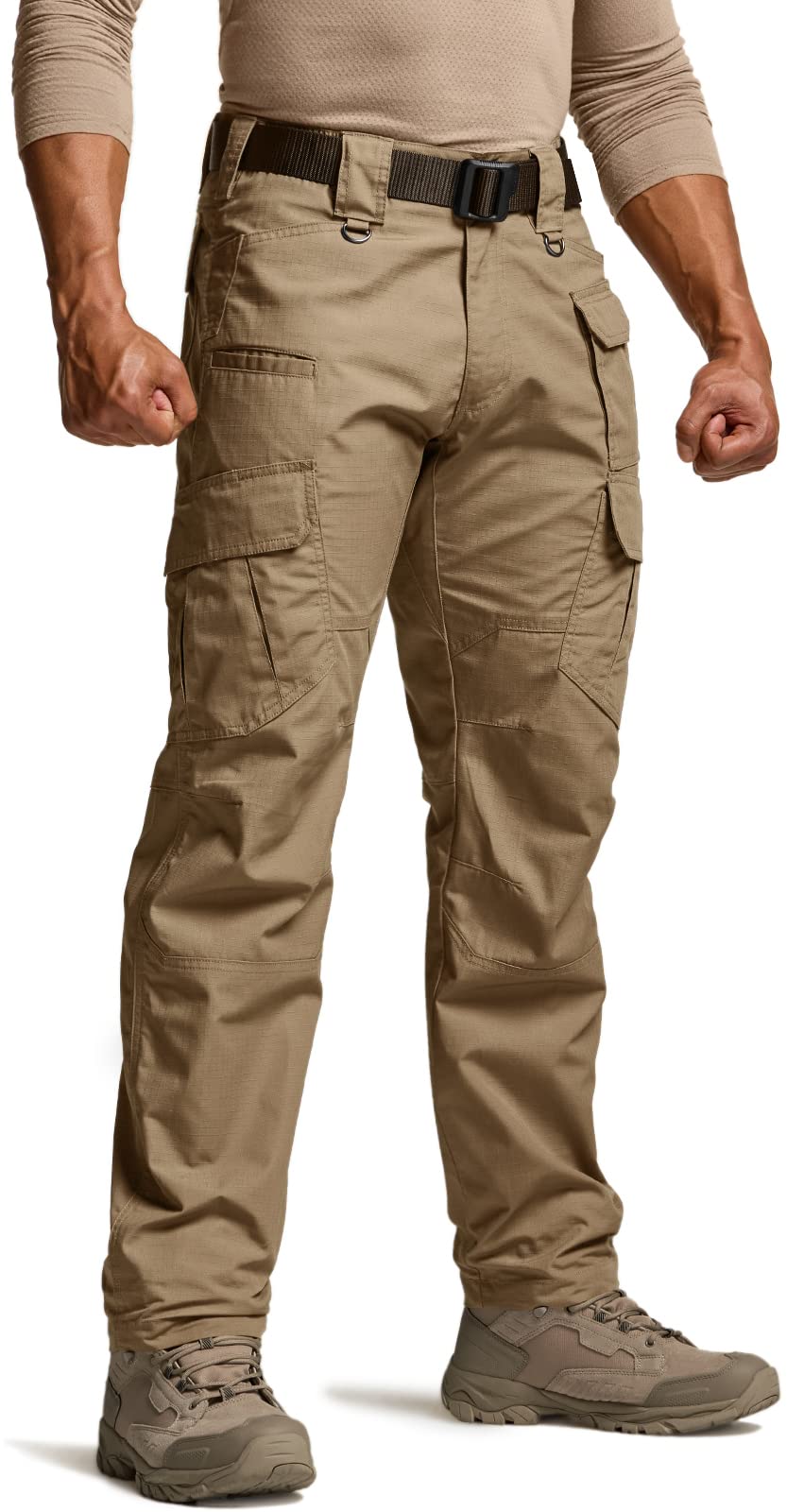 CQR Men's Tactical Pants, Water Resistant Ripstop Cargo Pants, Lightweight EDC Work Hiking Pants, Outdoor Apparel, Raider Mag Cougar, 28W x 30L