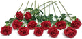 Laelfe Artificial Red Roses - 12 Pcs Long Stem Silk Flowers for Home & Wedding Decor | Vibrant Red