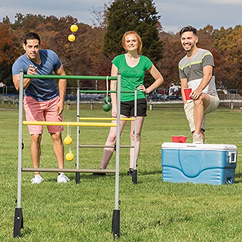 EastPoint Sports Gater Ladderball Set with Steel Ladders & Bolos - Outdoor Yard Game Grey/Yellow