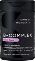 Sports Research® Vitamin B-Complex - Methylated B12 & Folate for Energy Support - 60 Vegan Softgels
