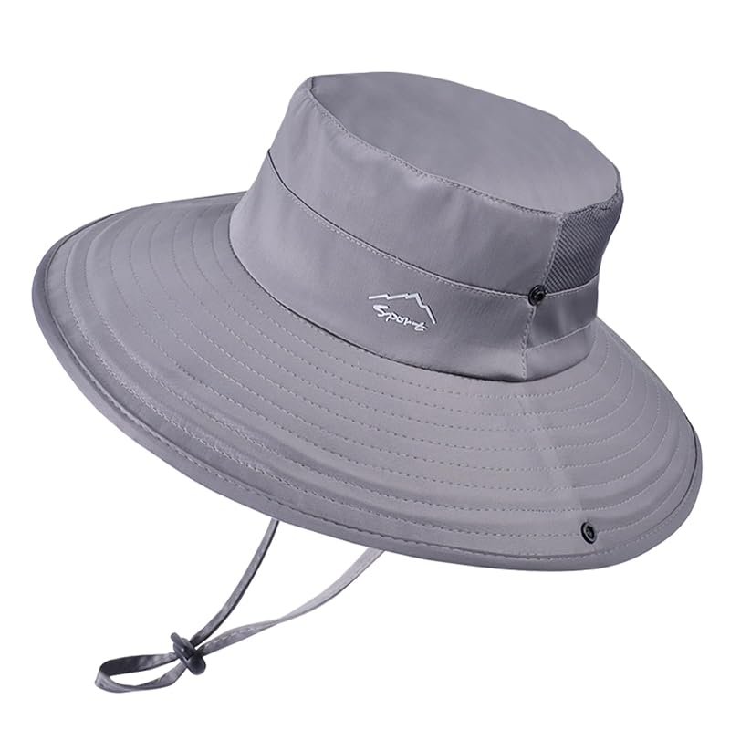 Light Grey Cooling Sun Hat for Men & Women - Wide Brim Foldable Boonie Hat for Fishing Hiking