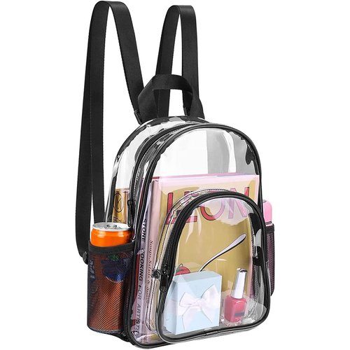 TKSDWBLTY 3Pcs Clear Backpack for Stadium Events,10x12x4 Inches Small Clear Backpack for Concert,Transparent Bag for Soccer Match Tennis Match,Festival Sports Outdoor Festival Essentials-Black