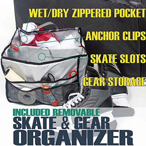 Athletico 35" Black Ice Hockey Duffle Bag with Organizer - Waterproof Travel Gear