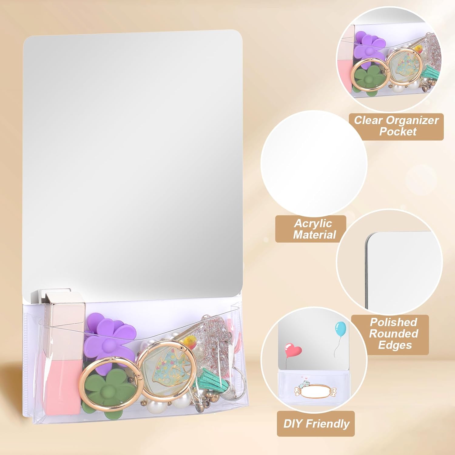 XANGNIER School Locker Accessories - Magnetic Mirror & Whiteboard Set | Back to School Essentials, White