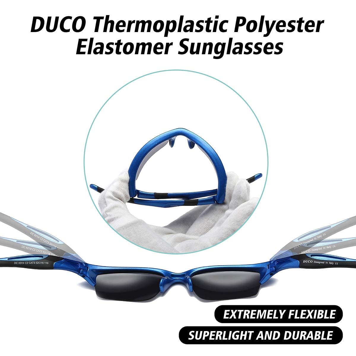 DUCO Little Kids Sunglasses Age 4-7 Unbreakable Polarized Cycling Glasses with Case & Strap K014