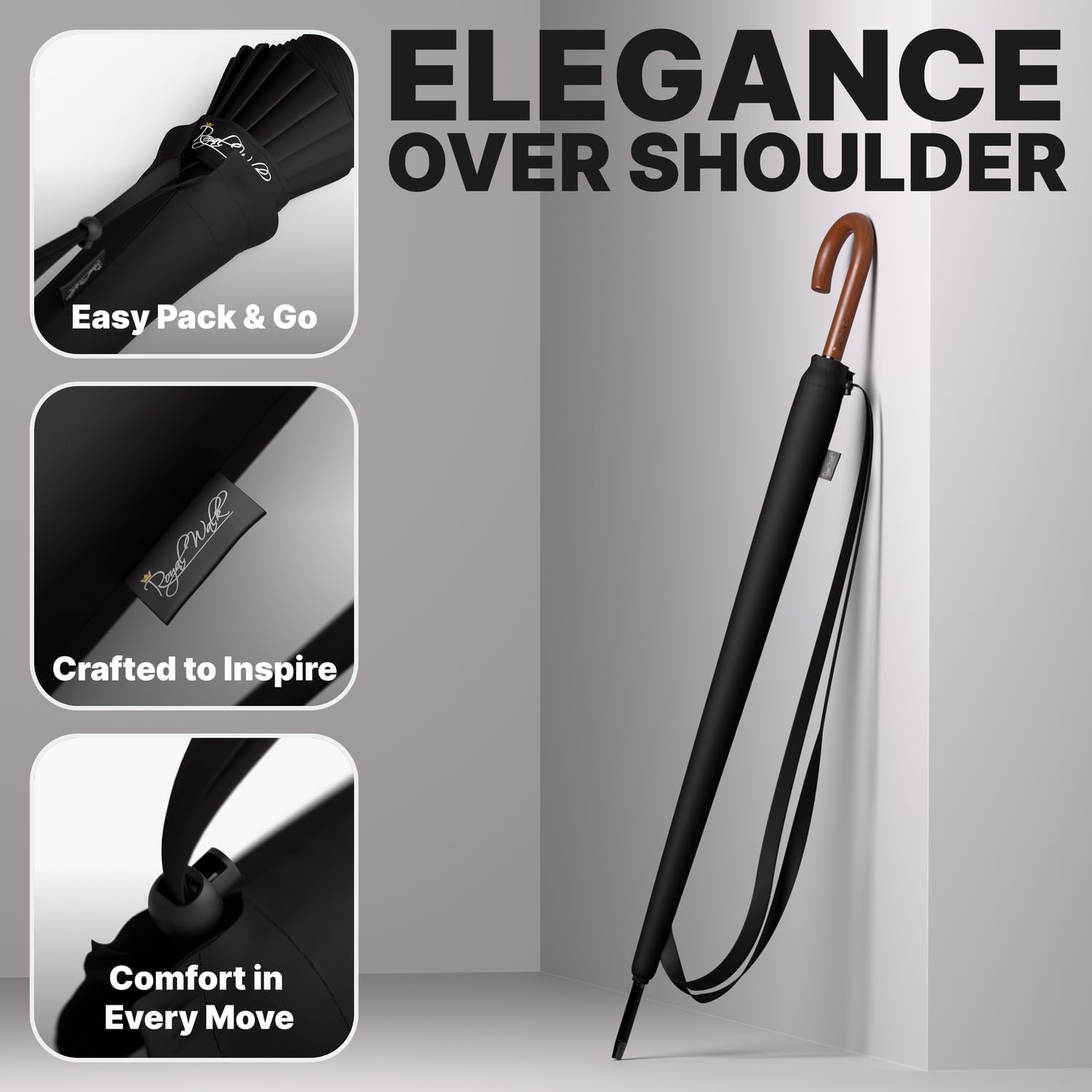 Royal Walk Large Umbrella for 2 - 54 Inch Automatic Open, Wind Resistant, Fast Drying Design