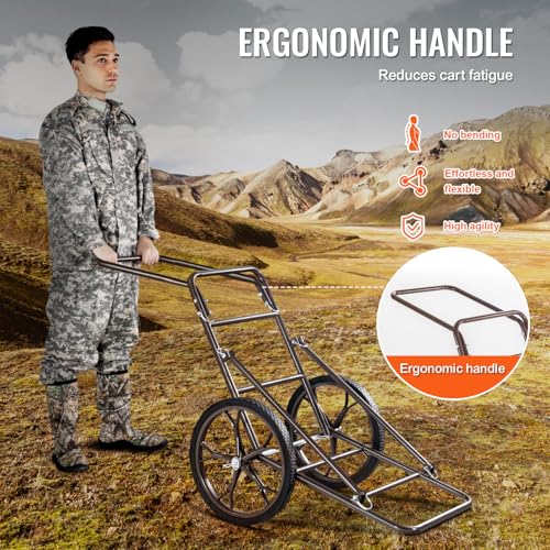 VEVOR 500lbs Game Cart for Hunting All Terrain Folding Deer Hauler, 2-Wheel