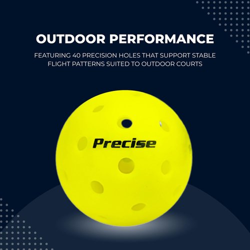 PRECISE Pickleball Balls – Outdoor A 40 Model with 40 Holes – USAPA Approved – Durable Flight Design – Pack of 12 - Yellow