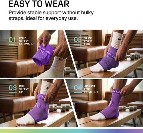 Modvel Foot & Ankle Brace - Compression Sleeve for Sprained Ankle Relief | Plantar Fasciitis Support for Men & Women
