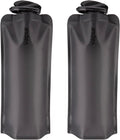 Vapur Collapsible Water Bottle - Compact 34 Ounce Hydration Solution | Folds Flat for Travel, Hiking & Camping - Blackout, Pack of 2