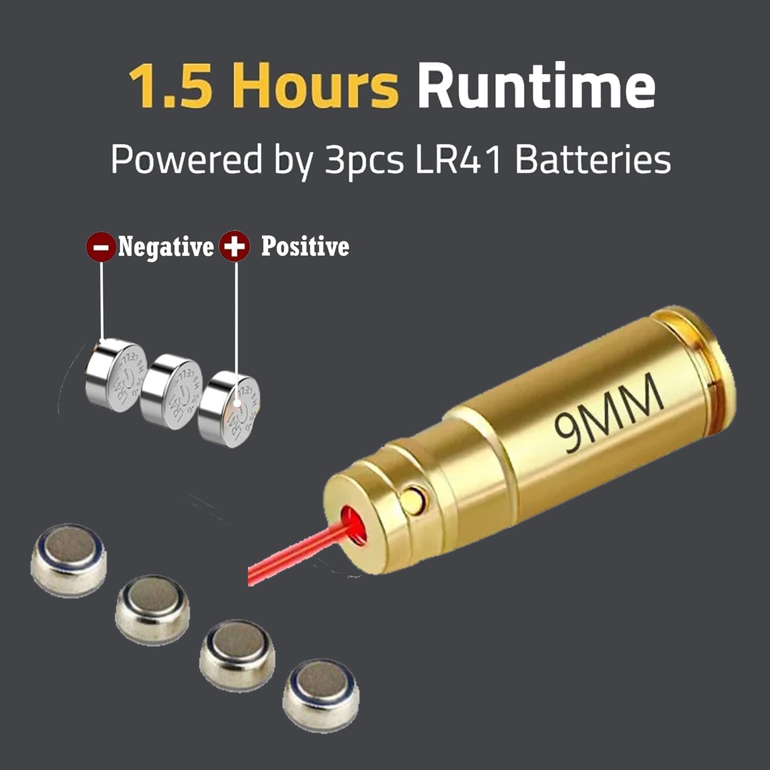 Red Dot 9mm Laser Bore Sighter - Precision Hunting Tool for Accurate Sight Alignment