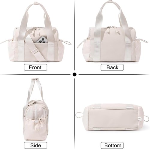 Bucosd Mini Crossbody Gym Bag - Stylish Duffle with Wet Compartment for Women | Ideal for Travel & Workouts (Beige)