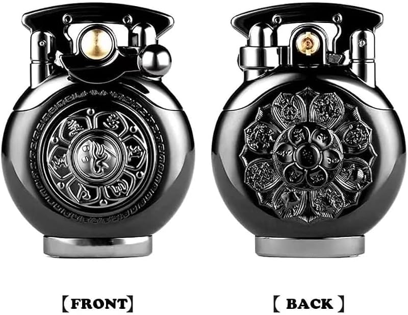 Vintage Reusable Trench Lighter Black - Rotary Ignition, Gift for Men