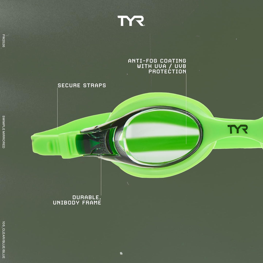 TYR Kids Swimple Swim Goggles - Comfortable Fit & UV Protection | Ideal for Young Swimmers