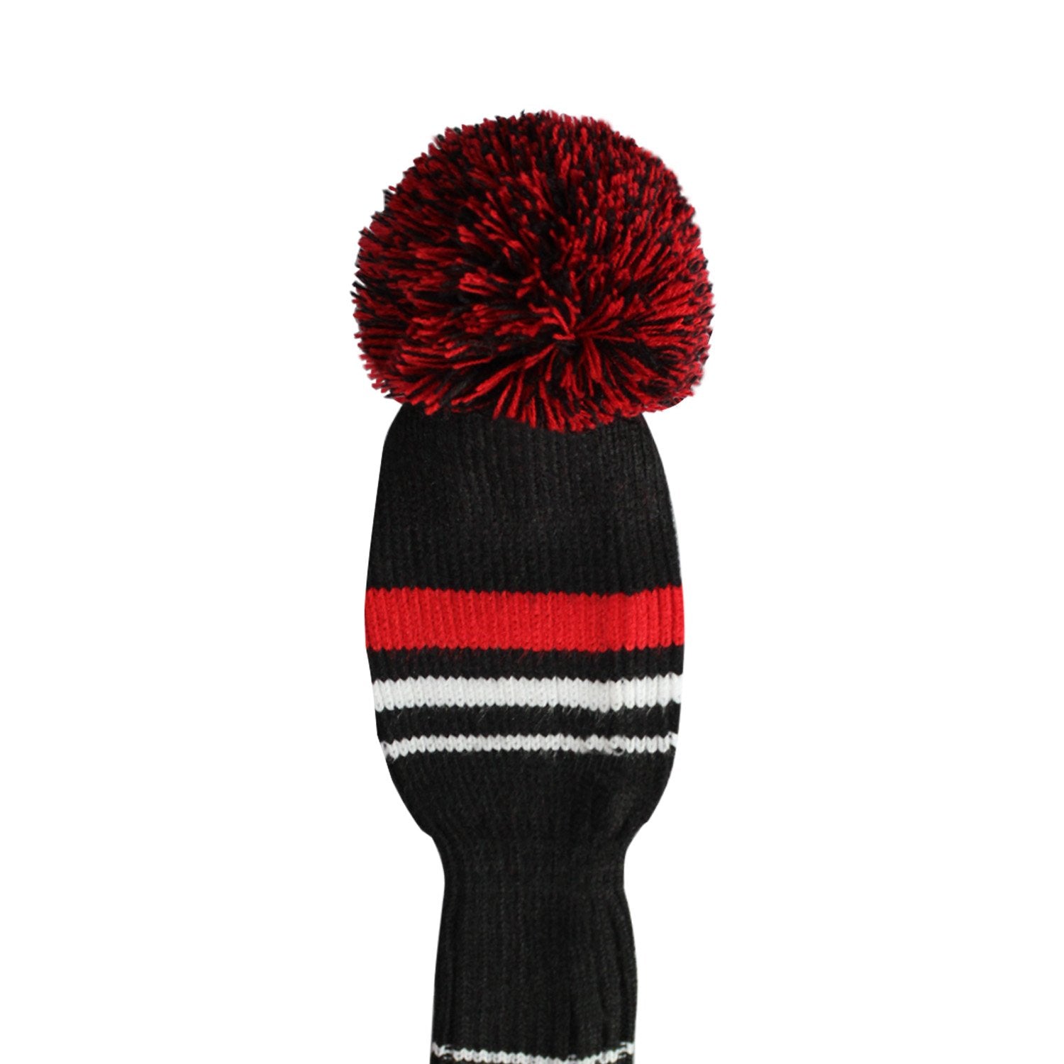 Scott Edward Red Warning Stripes Golf Club Head Covers, Acrylic Yarn Double Layers Knitted, Set of 4, with Rotating Number Tags