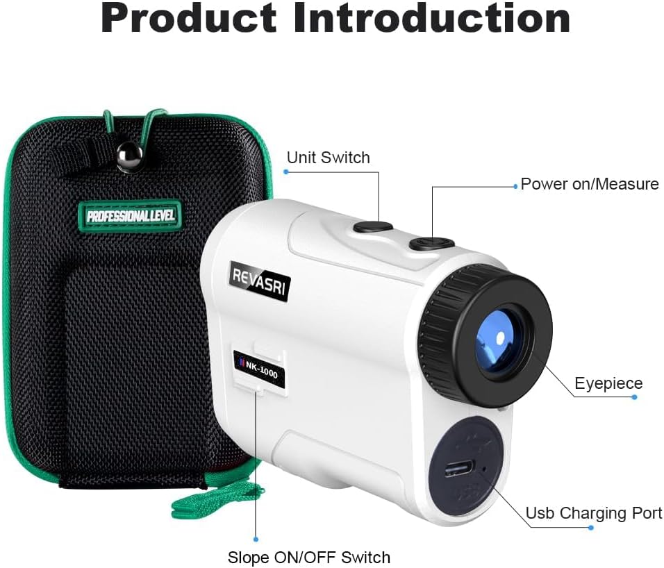 Revasri Golf Rangefinder - Slope & Pin Lock Vibration | Rechargeable 600/1000 Yards Laser Device