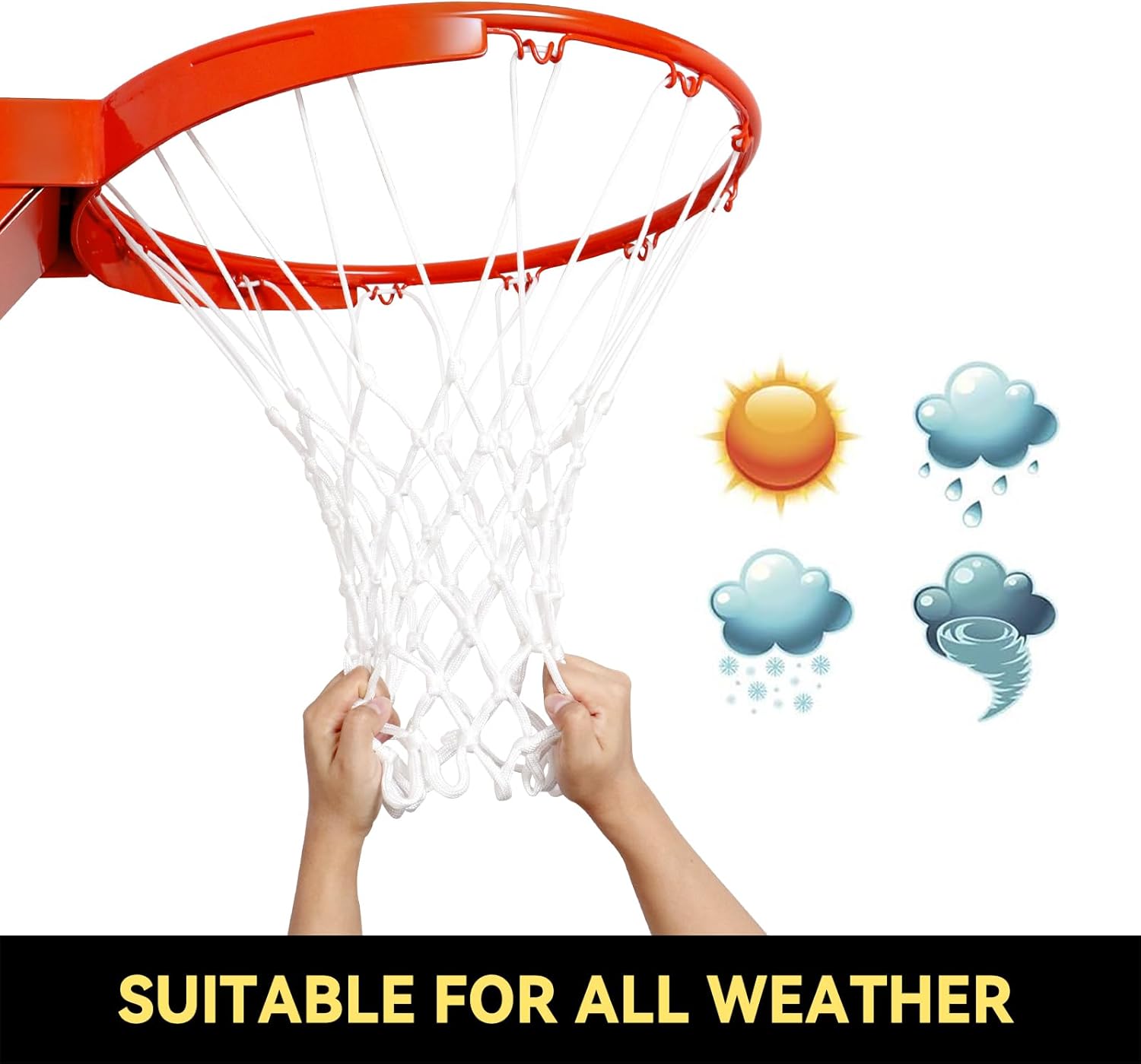 Premium Quality Basketball Net Replacement - Heavy Duty, All-Weather Design for Standard 12 Loop Rims