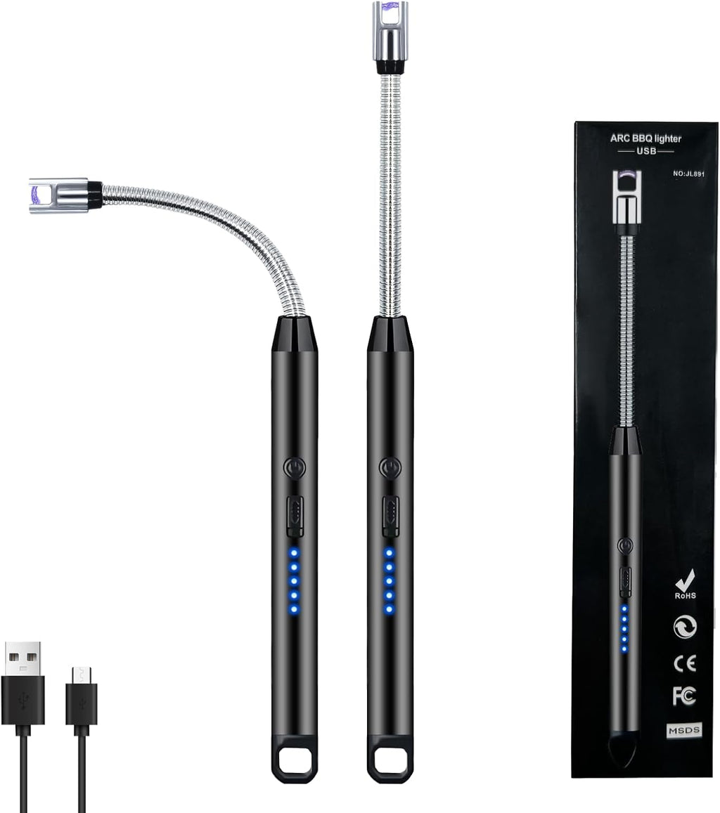 Skiennix Electric Candle Lighter - Windproof Flameless Design with 360° Flexible Neck & LED Display | 2 Pack
