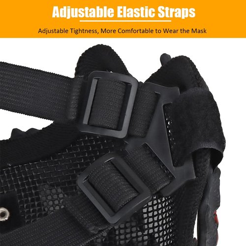 Yzpacc Airsoft Half Face Masks Tactical Face Protection Mesh Mask for Halloween Paintball CS Hunting